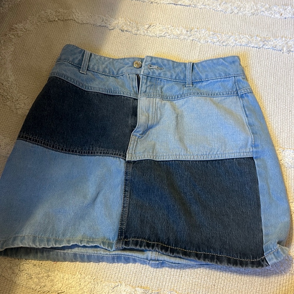 Denim patchwork skirt